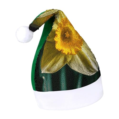 Weihnachtsmütze für Damen, die Katzen liebt, Weihnachtsmannmütze, extra dick, Plüsch, Weihnachtsmannmütze, für Feiertage, Partys, grüne Narzissen-Blume, Größe 7–8 Weihnachtsmütze für Damen, die Katzen liebt, Weihnachtsmannmütze, extra dick, Plüsch, Weihnachtsmannmütze, für Feiertage, Partys, grüne Narzissen-Blume, Größe 7–8 von LYHVSFJW