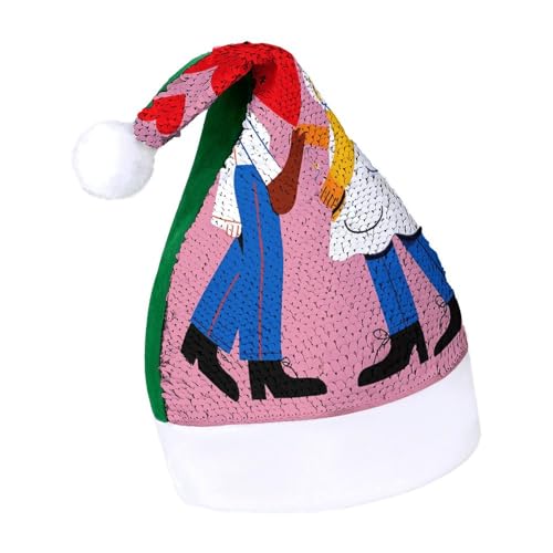 Weihnachtsmütze mit Regenbogen-Herz-Muster, extra dick, Plüsch, Weihnachtsmütze, Weihnachtsmannmütze, für Feiertage, Partys, Grünliebhaber, 7–8 Weihnachtsmütze mit Regenbogen-Herz-Muster, extra dick, Plüsch, Weihnachtsmütze, Weihnachtsmannmütze, für Feiertage, Partys, Grünliebhaber, 7–8 von LYHVSFJW