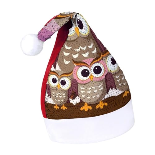 Weihnachtsmütze mit Weihnachtsmann, Schneemann, Rentier, Weihnachtsmannmütze, Neujahrsmütze, extra dick, Plüsch, Weihnachtsmütze, Weihnachtsmannmützen für Urlaubspartys, Rote-Eulen-Familie, 7–8 Weihnachtsmütze mit Weihnachtsmann, Schneemann, Rentier, Weihnachtsmannmütze, Neujahrsmütze, extra dick, Plüsch, Weihnachtsmütze, Weihnachtsmannmützen für Urlaubspartys, Rote-Eulen-Familie, 7–8 von LYHVSFJW