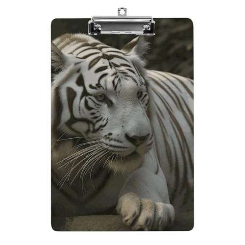 Weißes Bengal-Tiger-Klemmbrett, leichtes Acryl-Klemmbrett für Standard-A4-Briefgröße, 21,6 x 31,8 cm, Büro-Klemmbrett mit flachem Metallclip, niedliche hängende Klemmbretter für die Arbeit Weißes Bengal-Tiger-Klemmbrett, leichtes Acryl-Klemmbrett für Standard-A4-Briefgröße, 21,6 x 31,8 cm, Büro-Klemmbrett mit flachem Metallclip, niedliche hängende Klemmbretter für die Arbeit von LYHVSFJW