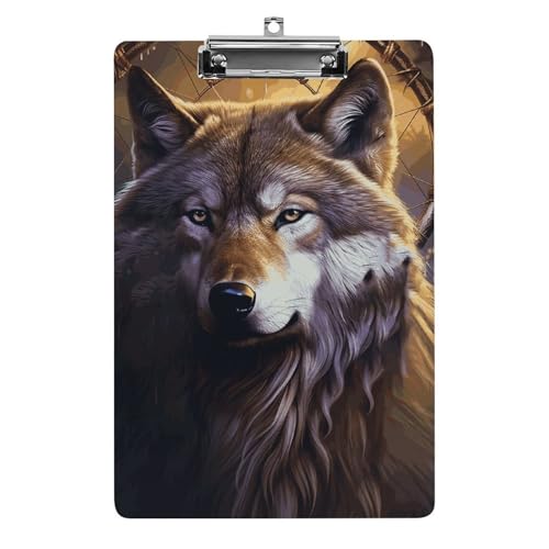 Wölfe und Traumfänger-Klemmbrett, leichtes Acryl-Klemmbrett für Standard-A4-Briefgröße, 21,6 x 31,8 cm, Büro-Klemmbrett mit flachem Metallclip, niedliche hängende Klemmbretter für die Arbeit Wölfe und Traumfänger-Klemmbrett, leichtes Acryl-Klemmbrett für Standard-A4-Briefgröße, 21,6 x 31,8 cm, Büro-Klemmbrett mit flachem Metallclip, niedliche hängende Klemmbretter für die Arbeit von LYHVSFJW