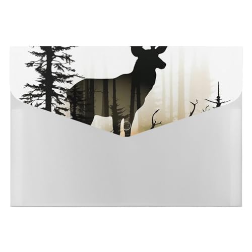 Aktenordner aus Kunststoff, Hirsch-Silhouette, bedruckt, Briefgröße, tragbare Ordner, bedruckter Aktenordner für Zuhause und Büro Aktenordner aus Kunststoff, Hirsch-Silhouette, bedruckt, Briefgröße, tragbare Ordner, bedruckter Aktenordner für Zuhause und Büro von LYHVSFZQ