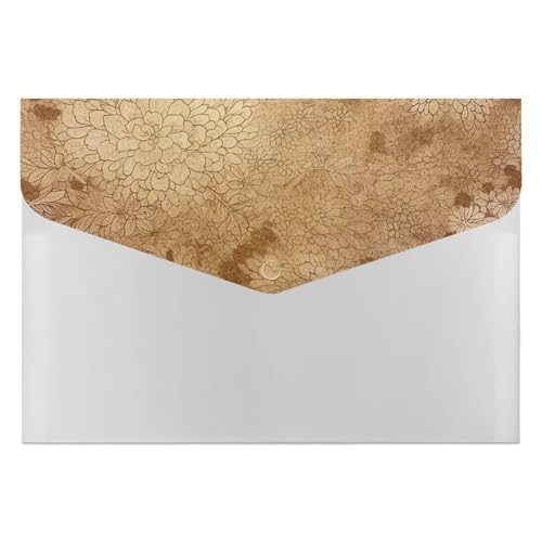 Aktenordner aus Kunststoff, goldenes Blumendesign, bedruckte Aktenordner, Briefgröße, tragbare Ordner, bedruckter Aktenordner für Zuhause und Büro von LYHVSFZQ