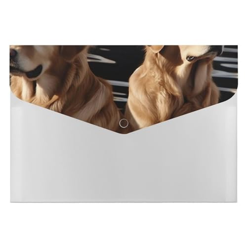 Aktenordner aus Kunststoff, mit Golden Retrievers, bedruckt, Briefform, tragbare Ordner, bedruckter Aktenordner für Zuhause und Büro von LYHVSFZQ