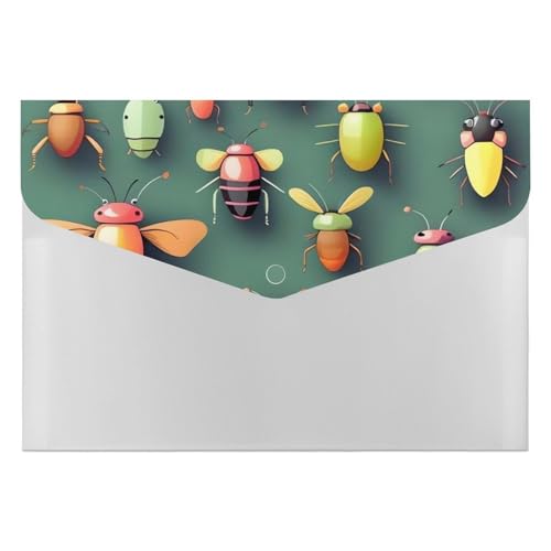Aktenordner aus Kunststoff, mit Insekten-Atlas-Druck, Briefgröße, tragbare Ordner, bedruckter Ordner, Organizer für Zuhause und Büro von LYHVSFZQ