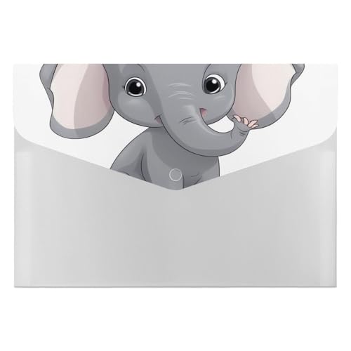 Aktenordner aus Kunststoff, niedlicher Cartoon-Elefant, bedruckt, Aktenordner, Briefgröße, tragbare Ordner, bedruckter Aktenordner für Zuhause und Büro von LYHVSFZQ