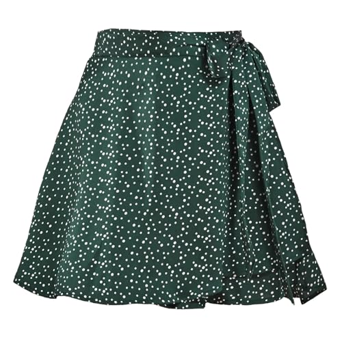 LYHYDMA Ballettröckchen Frauen Band Spitze Up Rock Sommer Dame Hohe Elastische Taille Band Chiffon A-Linie Rock(10Green Dots,L) von LYHYDMA