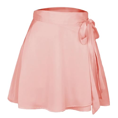 LYHYDMA Ballettröckchen Frauen Band Spitze Up Rock Sommer Dame Hohe Elastische Taille Band Chiffon A-Linie Rock(2Pink,S) von LYHYDMA