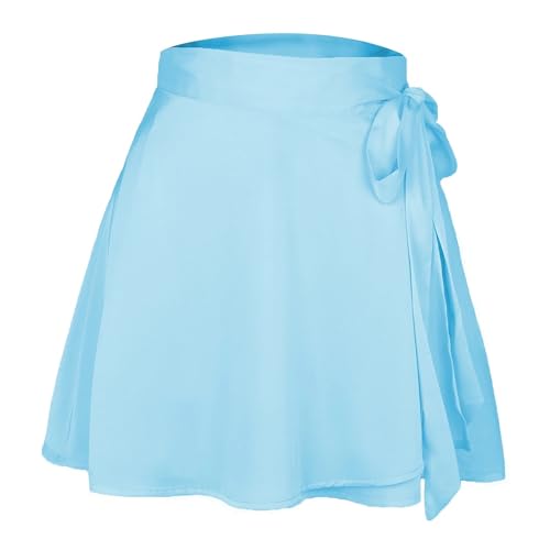 LYHYDMA Ballettröckchen Frauen Band Spitze Up Rock Sommer Dame Hohe Elastische Taille Band Chiffon A-Linie Rock(4Blue,M) von LYHYDMA