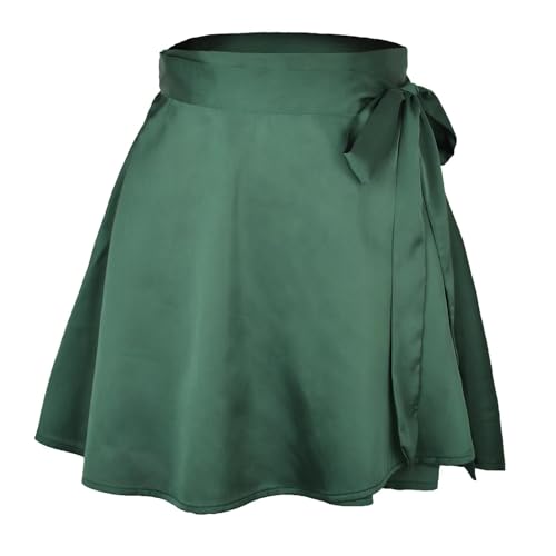 LYHYDMA Ballettröckchen Frauen Band Spitze Up Rock Sommer Dame Hohe Elastische Taille Band Chiffon A-Linie Rock(5Dark Green,M) von LYHYDMA