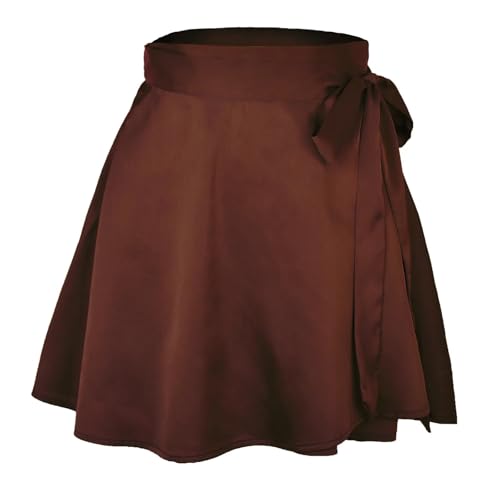 LYHYDMA Ballettröckchen Frauen Band Spitze Up Rock Sommer Dame Hohe Elastische Taille Band Chiffon A-Linie Rock(7Chocolate,M) von LYHYDMA