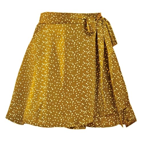 LYHYDMA Ballettröckchen Frauen Band Spitze Up Rock Sommer Dame Hohe Elastische Taille Band Chiffon A-Linie Rock(8Yellow,M) von LYHYDMA