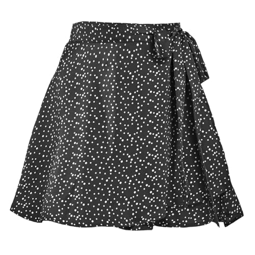 LYHYDMA Ballettröckchen Frauen Band Spitze Up Rock Sommer Dame Hohe Elastische Taille Band Chiffon A-Linie Rock(9Black,M) von LYHYDMA