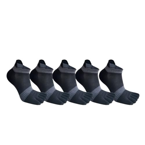 LYHYDMA Zehensocken 5 Paar 5-Finger-Socken, große Baumwolle, gestreift, Netzstoff, helle Farbe, schweißabsorbierend, for Fitness, Fahrrad, Sport, Zehen-Plus-Socken(5 Pairs Black,EU 39-42) von LYHYDMA
