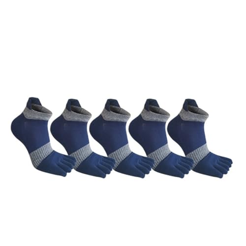 LYHYDMA Zehensocken 5 Paar 5-Finger-Socken, große Baumwolle, gestreift, Netzstoff, helle Farbe, schweißabsorbierend, for Fitness, Fahrrad, Sport, Zehen-Plus-Socken(5 Pairs Dark Blue,EU 43-47) von LYHYDMA