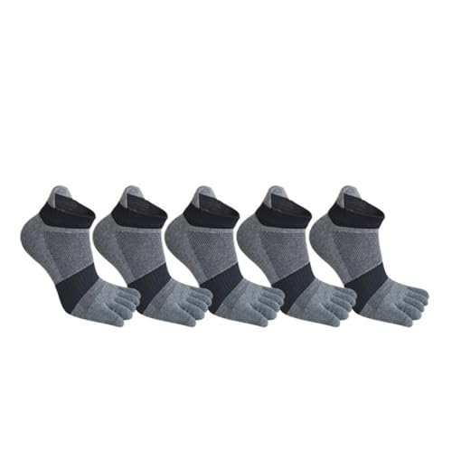 LYHYDMA Zehensocken 5 Paar 5-Finger-Socken, große Baumwolle, gestreift, Netzstoff, helle Farbe, schweißabsorbierend, for Fitness, Fahrrad, Sport, Zehen-Plus-Socken(5 Pairs Dark Grey,EU 39-42) von LYHYDMA