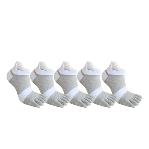 LYHYDMA Zehensocken 5 Paar 5-Finger-Socken, große Baumwolle, gestreift, Netzstoff, helle Farbe, schweißabsorbierend, for Fitness, Fahrrad, Sport, Zehen-Plus-Socken(5 Pairs Gray,EU 43-47) von LYHYDMA