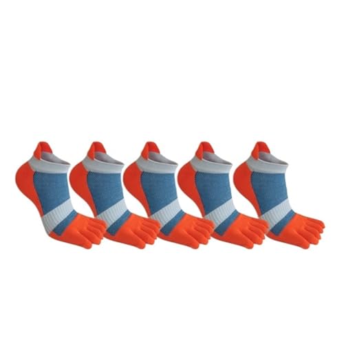 LYHYDMA Zehensocken 5 Paar 5-Finger-Socken, große Baumwolle, gestreift, Netzstoff, helle Farbe, schweißabsorbierend, for Fitness, Fahrrad, Sport, Zehen-Plus-Socken(5 Pairs Orange,EU 43-47) von LYHYDMA