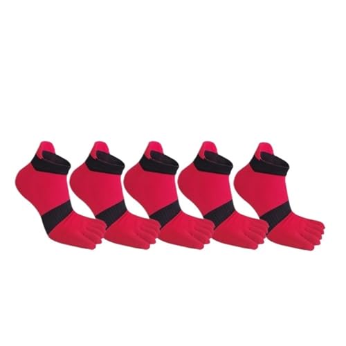 LYHYDMA Zehensocken 5 Paar 5-Finger-Socken, große Baumwolle, gestreift, Netzstoff, helle Farbe, schweißabsorbierend, for Fitness, Fahrrad, Sport, Zehen-Plus-Socken(5 Pairs Red,EU 39-42) von LYHYDMA