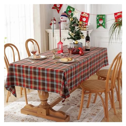 tischtuch weihnachten Weihnachtstischdecke, grün, kariert, Foto-Atmosphäre, Resort, Heimtextilien, Neujahrstischdecke for Familientreffen, Restaurant für Partys, Dekoration(Coffee plaid,110X170CM) von LYHYDMA