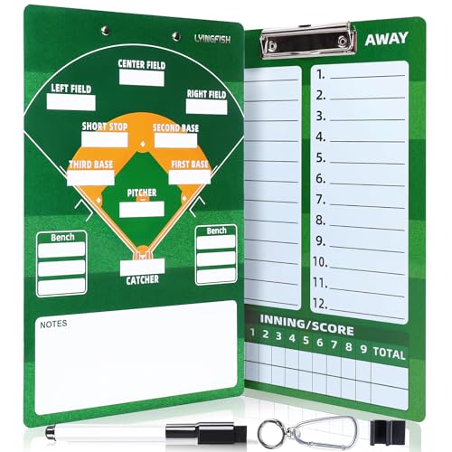 Trocken abwischbares Trainer-Klemmbrett, wiederverwendbares Baseball-Whiteboard für Trainer, beschreibbares und löschbares Coaching-Board (Baseball) von LYINGFISH