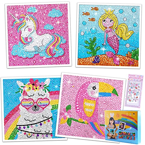 Diamond Painting Kinder Tiere 4er DIY 5D Diamant Malerei Bilder Set Full Zubehör Glitzersteinchen Painting Kleine Mädchen Junge Geburtstag Festival Geschenke Home Wanddekoration Crystal Art Craft Kits von LYJOW