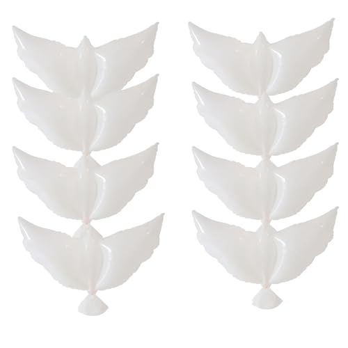8 Stück 91,4 cm große weiße Friedenstauben-Ballons aus Aluminiumfolie für Hochzeit, Verlobung, Beerdigung, Gedenkstätten, Wohltätigkeitsparty von LYK