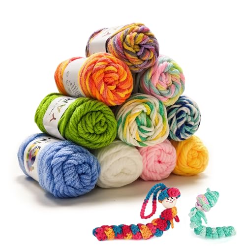 LYKTRIX Häkelgarn Baumwolle 10 Farben x 10g Acryl Wolle zum Häkeln,Häkelwolle für Anfänger, Geeignet für Kleine Projekte und Patchen, Bunt LYKTRIX Häkelgarn Baumwolle 10 Farben x 10g Acryl Wolle zum Häkeln,Häkelwolle für Anfänger, Geeignet für Kleine Projekte und Patchen, Bunt von LYKTRIX