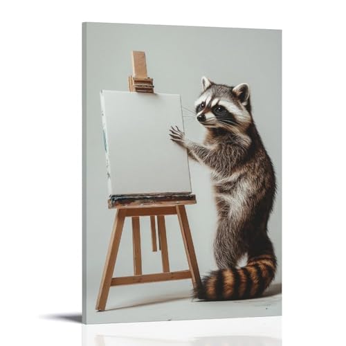 LYLFFJZZ Waschbär-Künstler-Malerei auf Staffelei, minimalistischer himmelfarbener Hintergrund, Wandkunst, Wandbild, moderne Dekoration, hängendes Kunstposter, 20 x 30 cm LYLFFJZZ Waschbär-Künstler-Malerei auf Staffelei, minimalistischer himmelfarbener Hintergrund, Wandkunst, Wandbild, moderne Dekoration, hängendes Kunstposter, 20 x 30 cm von LYLFFJZZ