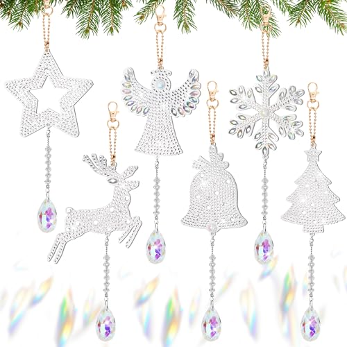 LYLIDIA 5D Diamond Painting Weihnachten Anhänger 6 Sets Diamant Painting DIY Kits Kinder Erwachsene Weihnachtsbaum Aufhänger Fenster Wandbehang Dekoration, Geschenk von LYLIDIA