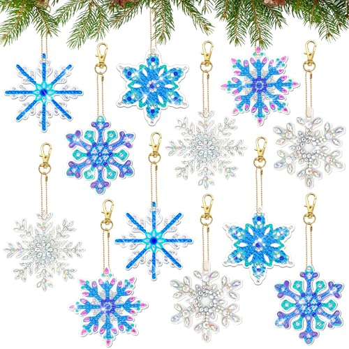 LYLIDIA Diamond Painting Weihnachten 12 Stück 5D Schneeflocke Diamond Painting Anhänger Schlüsselanhänger Mosaikfliesen DIY Making Weihnachtsbaum Fenster Hängend Winter Deko LYLIDIA Diamond Painting Weihnachten 12 Stück 5D Schneeflocke Diamond Painting Anhänger Schlüsselanhänger Mosaikfliesen DIY Making Weihnachtsbaum Fenster Hängend Winter Deko von LYLIDIA
