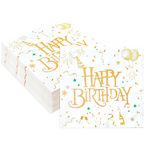 LYLIDIA Happy Birthday Servietten 80 Stück Servietten Geburtstag Kinder 33x33cm 2-Schicht Servietten Gold Tischdeko Geburtstag Papierservietten Mann Frau Goldene Servietten LYLIDIA Happy Birthday Servietten 80 Stück Servietten Geburtstag Kinder 33x33cm 2-Schicht Servietten Gold Tischdeko Geburtstag Papierservietten Mann Frau Goldene Servietten von LYLIDIA