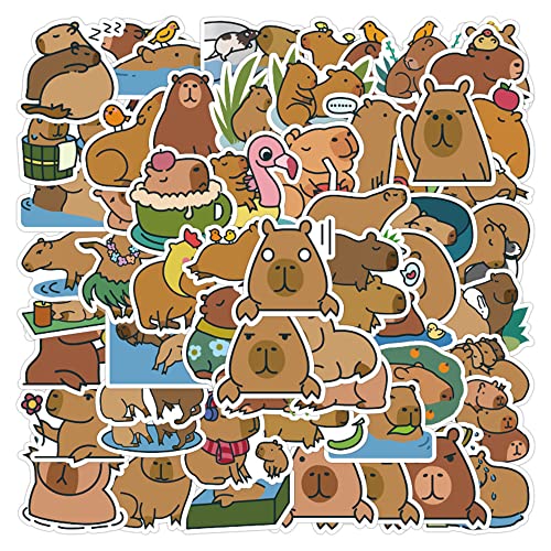 100 Stück Capybara Aufkleber Kawaii Wasserdicht Tier Stickers für Laptop Skateboard Wasserflaschen Scrapbook Gepäck Auto Fahrrad,Vinyl niedliche Wasserschwein Aufkleber für Teenager Erwachsene Kinder von LYLSDSB
