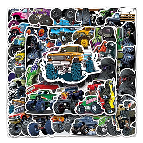 50 Stück Monster Truck Aufkleber Cartoon Cute Auto Sticker für Laptop Skateboard Fahrrad Motorrad Computer Wasserflaschen Gepäck Koffer,Wasserdicht Cool Truck Aufkleber für Erwachsene Teens von LYLSDSB