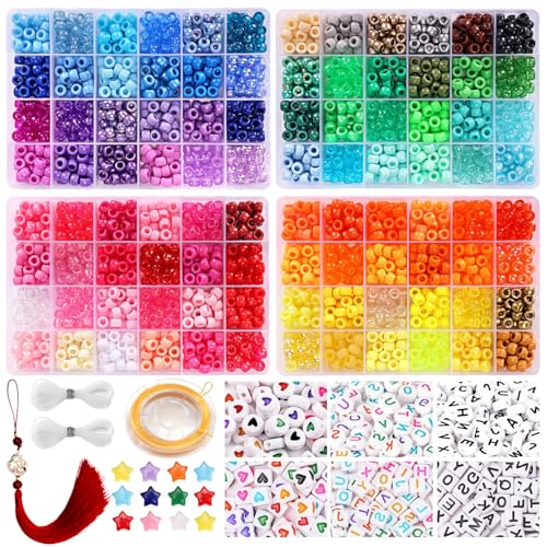 3250 Pony Beads, 800 Buchstabenperlen, Quasten Schmuck, 96 Farben Kandi Bunte Perlen für Armbänder, 20m Elastische Kordel, Perlen Zum Auffädeln, DIY Halsketten Freundschaftsarmbänder Geschenk 3250 Pony Beads, 800 Buchstabenperlen, Quasten Schmuck, 96 Farben Kandi Bunte Perlen für Armbänder, 20m Elastische Kordel, Perlen Zum Auffädeln, DIY Halsketten Freundschaftsarmbänder Geschenk von LYMOOR
