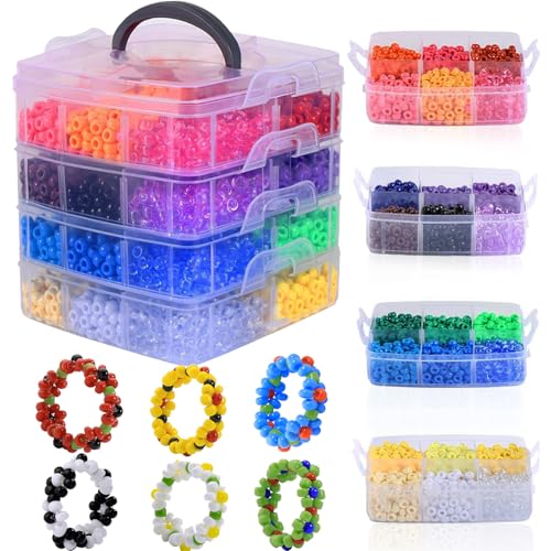 5500 Pony Beads, 24 Farben 1,65 kg, Perlen zum Auffädeln von Armbändern, Mehrfarbige große Freundschaftsarmbänder Selber machen, Wird zum Basteln von Kunsthandwerk und Perlengirlanden verwendet von LYMOOR