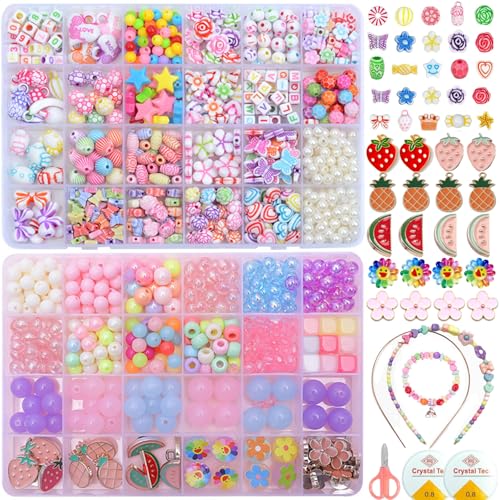 LYMOOR Perlen für Armbänder Kinder 700 Stuck, Armbänder Selber Machen, DIY Haarband Halskette Schmuck Basteln Mädchen Geschenk, perlenset kinder ab 4 mit 20m Elastische Kordel LYMOOR Perlen für Armbänder Kinder 700 Stuck, Armbänder Selber Machen, DIY Haarband Halskette Schmuck Basteln Mädchen Geschenk, perlenset kinder ab 4 mit 20m Elastische Kordel von LYMOOR