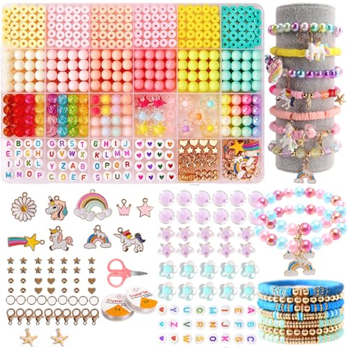 Perlenset Kinder, Perlen zum Auffädeln, Geschenke für Mädchen, Armbänder Selber Machen Kinder, Perlen Set Kinder ab 5 Jahre, Schmuck Basteln Mädchen DIY Halsketten Haarbändern Geburstagsgeschenk Perlenset Kinder, Perlen zum Auffädeln, Geschenke für Mädchen, Armbänder Selber Machen Kinder, Perlen Set Kinder ab 5 Jahre, Schmuck Basteln Mädchen DIY Halsketten Haarbändern Geburstagsgeschenk von LYMOOR