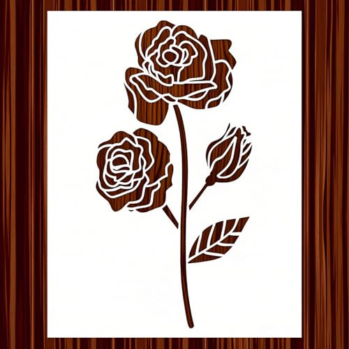 LYMSSESS Große Rosen-Schablone zum Bemalen (38,1 x 30,5 cm) – DIY-Wandschablonen zum Basteln, wiederverwendbar für Leinwand, Zäune, Stoff, Möbel (Rose, 30,5 x 38,1 cm) von LYMSSESS