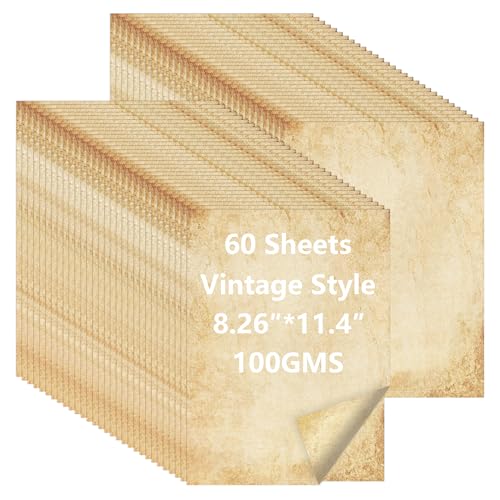 60 Blatt altmodisches Pergamentpapier, Briefgröße 21 x 27,9 cm, doppelseitiges Druckpapier von LYMXsd