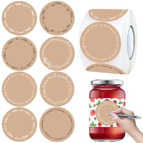 500 Stück Kraftpapier Aufkleber, 4cm Rund Geschenksticker, aufkleber zum beschriften, Marmeladen Aufkleber, für Backen Geschenktüten Karte Briefumschlag Flasche und Hochzeit 500 Stück Kraftpapier Aufkleber, 4cm Rund Geschenksticker, aufkleber zum beschriften, Marmeladen Aufkleber, für Backen Geschenktüten Karte Briefumschlag Flasche und Hochzeit von LYNBLY