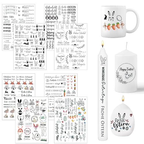 LYNBLY Kerzentattoos Ostern, 8 Stück kerzentatoo, Osterhase Kerzensticker, Wasserschiebefolie Kerzen, Kerzen Folie Ostern, Lustige Osterhasen Hase, Ostereier, DIY Kerzensticker für Kerzen und Keramik LYNBLY Kerzentattoos Ostern, 8 Stück kerzentatoo, Osterhase Kerzensticker, Wasserschiebefolie Kerzen, Kerzen Folie Ostern, Lustige Osterhasen Hase, Ostereier, DIY Kerzensticker für Kerzen und Keramik von LYNBLY
