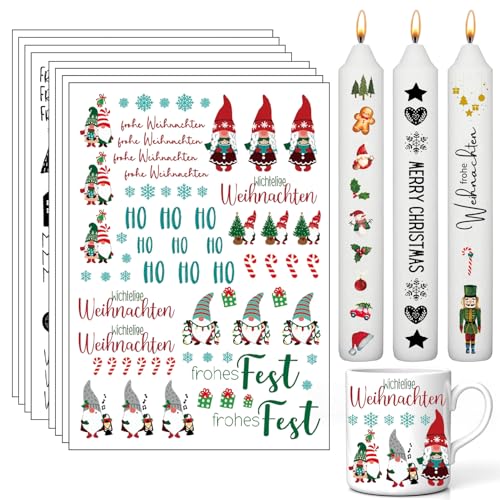 LYNBLY 8Pcs Kerzentatoo Weihnachten, Kerzenfolie Weihnachten, Weihnachten Kerzen Sticker, Kerzen Wasserschiebefolie, DIY Kerzensticker für Stabkerzen Kleine Kerzen Tasse Keramik LYNBLY 8Pcs Kerzentatoo Weihnachten, Kerzenfolie Weihnachten, Weihnachten Kerzen Sticker, Kerzen Wasserschiebefolie, DIY Kerzensticker für Stabkerzen Kleine Kerzen Tasse Keramik von LYNBLY