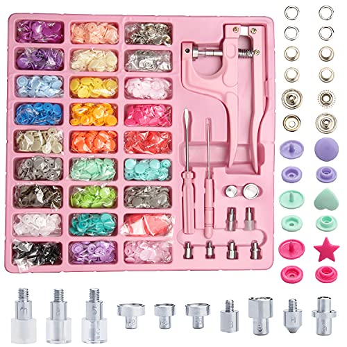 Lynda Druckknöpfe aus Kunststoff und Metall, mit Druckknöpfen, Zangen-Set, 300 Sets aus Kunststoff und Metall, zum Nähen und Basteln (Pink) von LYNDA