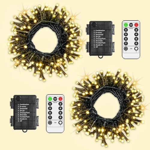 LYNNON 2 Stück 100 LED Lichterkette Außen Batterie Warmweiß Lichterkette Outdoor Wasserdicht 8 Modi mit Fernbedienung und Timer für Innen Party Hochzeit Ostern Garten Balkon Weihnachtsbaum deko LYNNON 2 Stück 100 LED Lichterkette Außen Batterie Warmweiß Lichterkette Outdoor Wasserdicht 8 Modi mit Fernbedienung und Timer für Innen Party Hochzeit Ostern Garten Balkon Weihnachtsbaum deko von LYNNON
