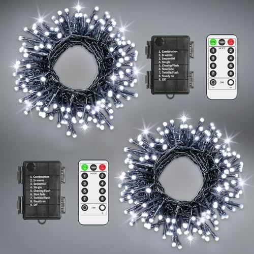 LYNNON 2 Stück 100 LED Lichterkette Außen Batterie Weiß Lichterkette Outdoor Wasserdicht 8 Modi mit Fernbedienung und Timer, für Innen Party Hochzeit Ostern Garten Balkon Weihnachtsbaum deko LYNNON 2 Stück 100 LED Lichterkette Außen Batterie Weiß Lichterkette Outdoor Wasserdicht 8 Modi mit Fernbedienung und Timer, für Innen Party Hochzeit Ostern Garten Balkon Weihnachtsbaum deko von LYNNON