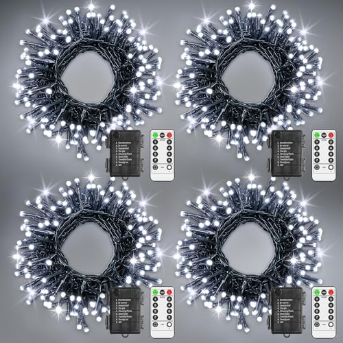 LYNNON 4 Stück 100 LED Lichterkette Außen Batterie Weiß Lichterkette Outdoor Wasserdicht 8 Modi mit Fernbedienung und Timer, für Innen Party Hochzeit Ostern Garten Balkon Weihnachtsbaum deko LYNNON 4 Stück 100 LED Lichterkette Außen Batterie Weiß Lichterkette Outdoor Wasserdicht 8 Modi mit Fernbedienung und Timer, für Innen Party Hochzeit Ostern Garten Balkon Weihnachtsbaum deko von LYNNON