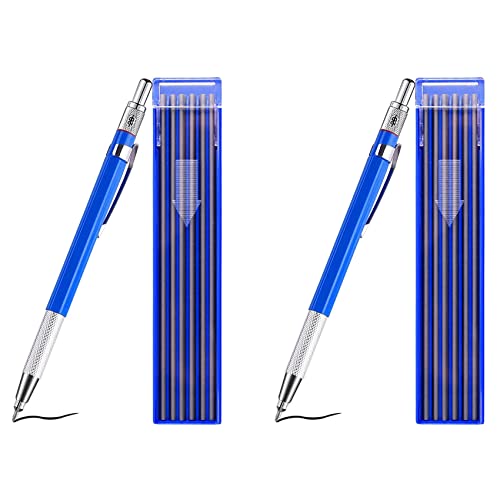 LYNNRICK 2X Silber Schweißer Bleistift mit 24 Stück Runden Silberminen, Metall Marker Stift Metall Karbid von LYNNRICK