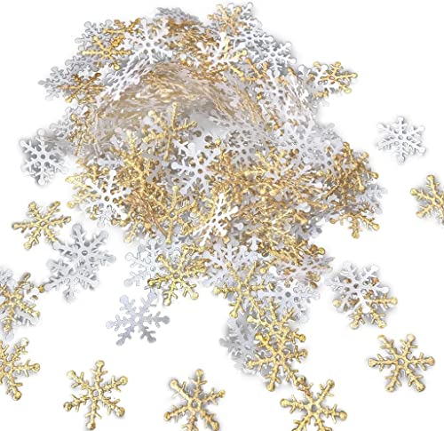 LYPER 300Pcs Schneeflocken Konfetti,Gold Künstliche Schneeflocke Flocke Schneeflockenpapier Snowflake Confetti für Weihnachten Winter Frozen Party Hochzeit Geburtstag Holiday Party Dekorationen von LYPER