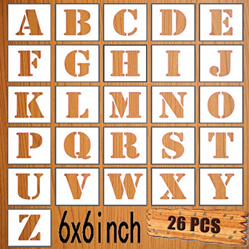 LYPER 6x6Inch Letter Schablonen Set, 26 Stück Kunststoff Wiederverwendbare Sprühen Alphabet Stencils Learning Templates Lernvorlagen zum Malen Holzwand Wohnkultur, DIY Bastelprojekte, Familiennamen LYPER 6x6Inch Letter Schablonen Set, 26 Stück Kunststoff Wiederverwendbare Sprühen Alphabet Stencils Learning Templates Lernvorlagen zum Malen Holzwand Wohnkultur, DIY Bastelprojekte, Familiennamen von LYPER